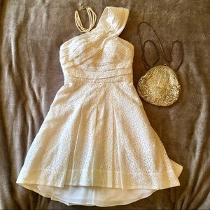 BCBGMaxAzria one shoulder white eyelet dress !💋